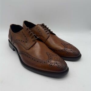BRAND NEW Thompson Men's Cognac Wingtip Leather Made in Italy Size 10 US (43 EU)